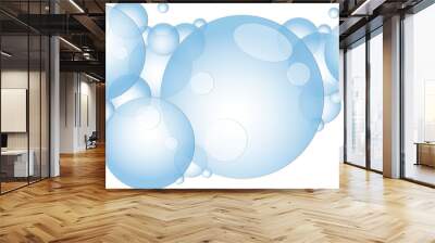 Cartoon soap foam with bubbles. Light blue suds of bath, shampoo, shaving, mousse. Wall mural