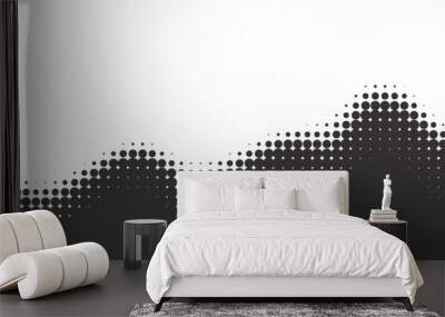 Dotted wave background. Halftone abstract vector gradient. Particle flow fade. Textured fluid effect. Dynamic design with points. Wall mural