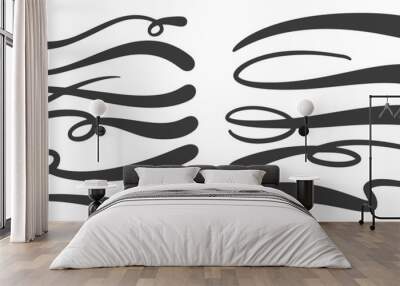 Swoosh and swish vector underlines. Hand drown swirl swashes. Curly strokes with squiggle tails. Elegant calligraphic decorative elements. Flourish vintage shapes Wall mural