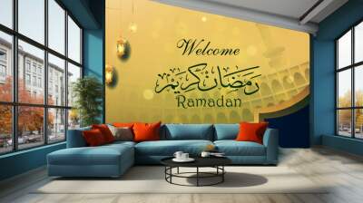 ramadan kareem 2024 banner with yellow background design Wall mural