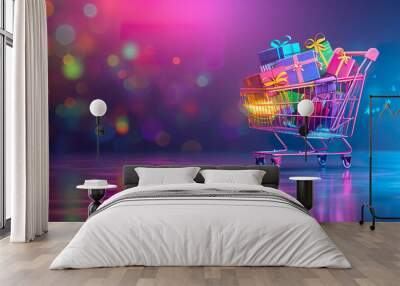 abstract online shopping concept with digital shop Wall mural