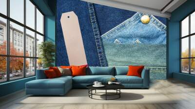 JEANS texture background with tag Wall mural