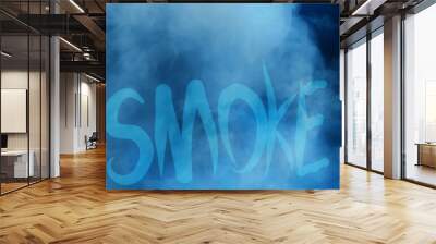 Smoke white and blue on dark background Wall mural