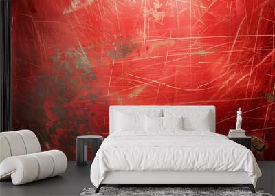 red metal surface, polished, loads of  scratches on surface Wall mural