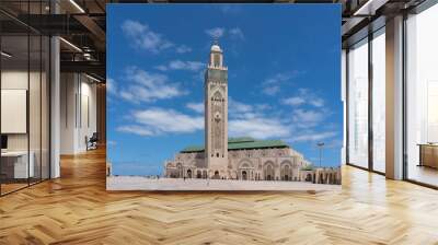 a morning wide angle shot of the hassan ii mosque in casablanca Wall mural