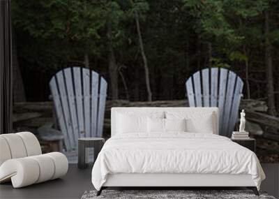 two chairs in a country backyard Wall mural