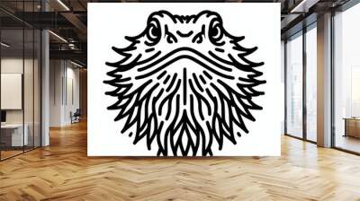 Head of a bearded dragon line art illustration clip art mascot icon symbol logo Wall mural