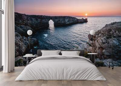 Pont d'en Gil en menorca al atardecer islas baleares mar mediterraneo Wall mural