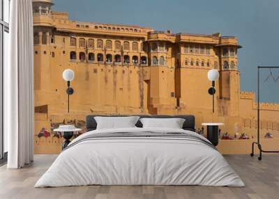 section of the high exterior walls at amber fort in jaipur Wall mural