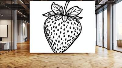 Silhouette illustration of a strawberry on white background Wall mural