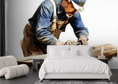 simple clip art of carpenter at work Wall mural