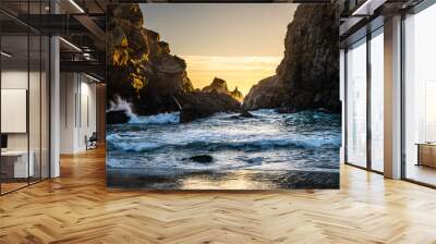 Sunset from Pfeiffer Beach in Big Sur. Wall mural