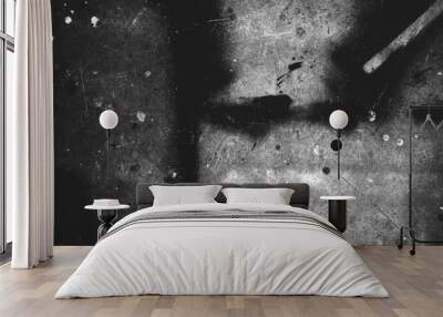 Old scratched surface in black and white colors Wall mural