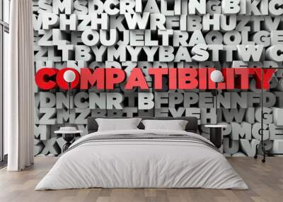 compatibility - red text on typography background - 3d rendered royalty free stock image. this image Wall mural