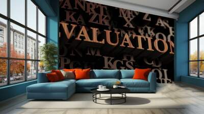 Evaluation - Wooden 3D rendered letters/message.  Can be used for an online banner ad or a print postcard. Wall mural