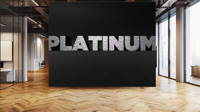 PLATINUM - hammered metal finish text on black studio - 3D rendered royalty free stock photo. This image can be used for an online website banner ad or a print postcard. Wall mural