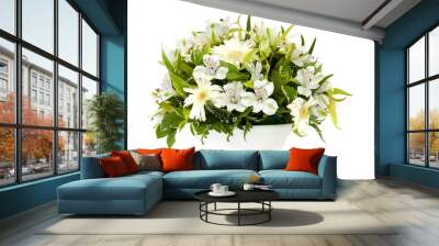 white vase and flowers Wall mural