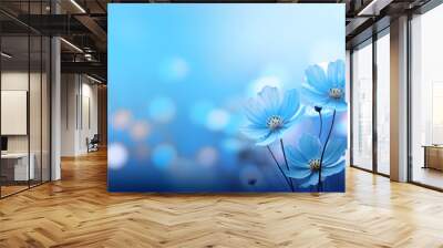 blue wild flowers in the morning light - generative AI Wall mural