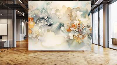 Floral abstract watercolor painting - generative AI, AI generated Wall mural