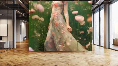 Floral couture photography, dream and fashion concept - generative AI, AI generated Wall mural