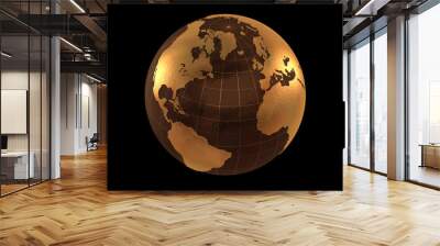 golden globe isolated on black background Wall mural