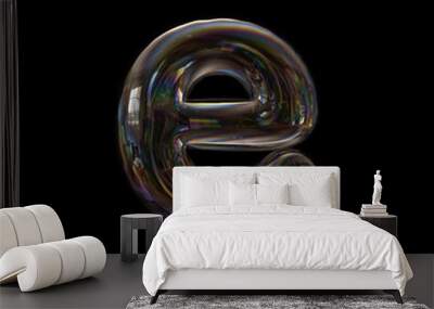 Soap bubble letter E - Lower-case 3d transparent font - childhood, imagination or fragility concept Wall mural