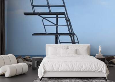 Outdoor metal diving tower in two decks Wall mural