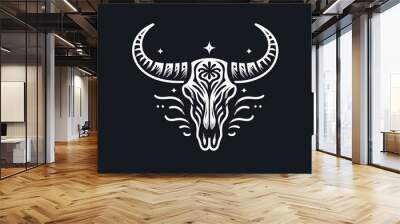  Classic black steer skull art deco skeleton icon logo Wall mural