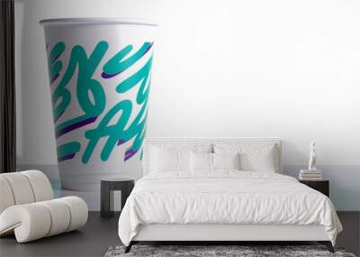 A classic retro 80s style paper cup wallpaper background Wall mural