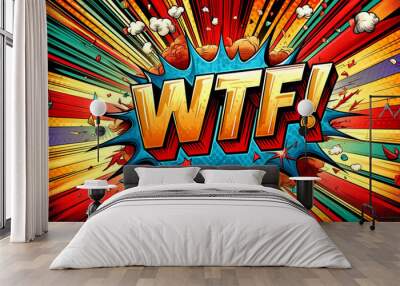 A comic book retro pop art style WTF! wallpaper background Wall mural