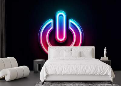 Neon rainbow power icon logo wallpaper background Wall mural