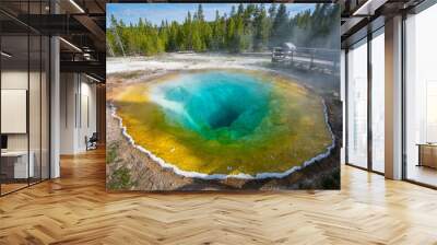 morning glory pool inupper geyser basin in yellowstone national park, wyoming in the usa Wall mural