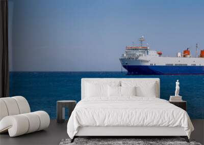 cargo ship in the middle of the sea, panorama,  banner Wall mural