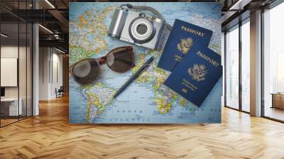 Passports to world travel Wall mural