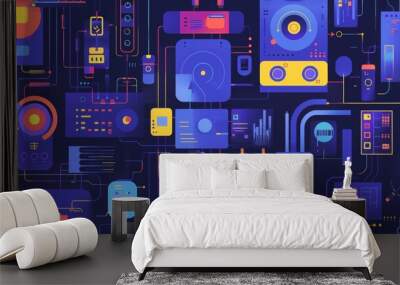 flat design technology, 16:9 Wall mural