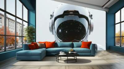 futuristic astronaut space aerospace helmet, white background, copy and text space, 16:9 Wall mural