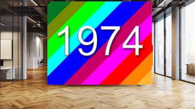 1974 colorful rainbow background year number Wall mural