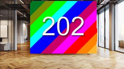 202 colorful rainbow background year number Wall mural