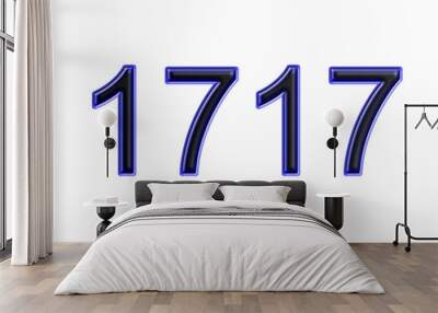 blue 1717 number 3d effect white background Wall mural