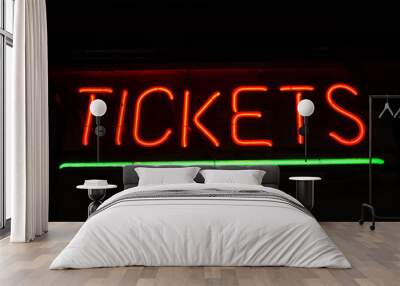 glowing red neon tickets sign Wall mural