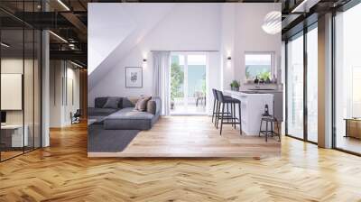 modern attic Scandinavian style apartment interior Wall mural