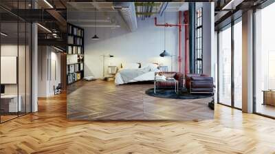 schlafzimmer in industrie loft - bedroom in old industrial loft Wall mural