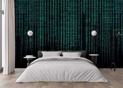 blue binary code matrix background wide banner Wall mural