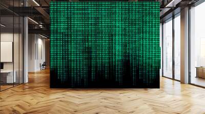 glowing green binary code matrix background wide banner Wall mural