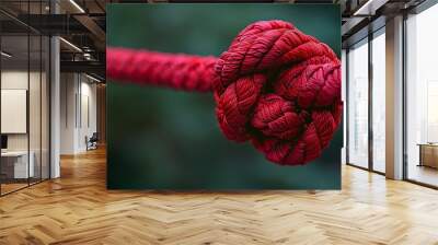 knot with a red rope, close-up, 16:9 Wall mural