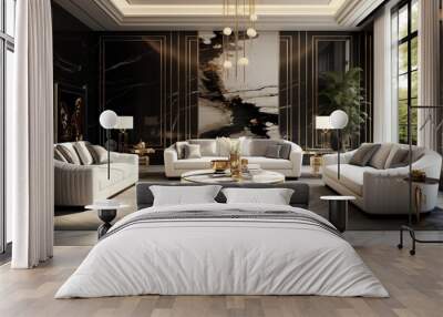 luxury interior vintablack gold abstract simple design, rich, high class, luxury, 16:9 Wall mural