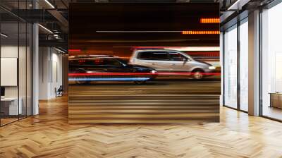 night traffic in motion blur Wall mural