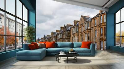 typical old row buildings in Edinburgh Wall mural