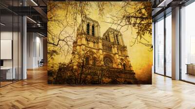 vintage style picture of the Notre Dame de Paris Wall mural