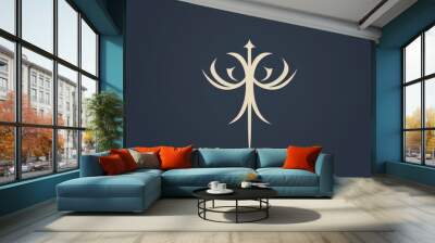 religion, holy cross, logo design, minimalistic, copy space, 16:9 Wall mural